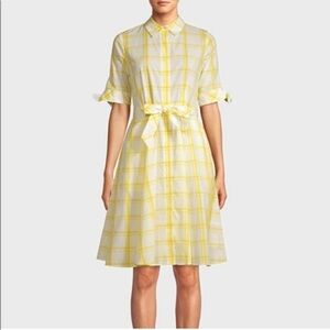 Calvin Klein Retro Plaid Flare yellow shirtdress-4